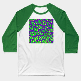 Leopard Print Green Purple Yellow Baseball T-Shirt